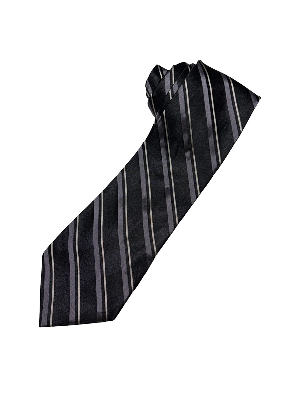 Apt. 9 Black Gray Diagonal Striped Wide Men’s Tie 4"